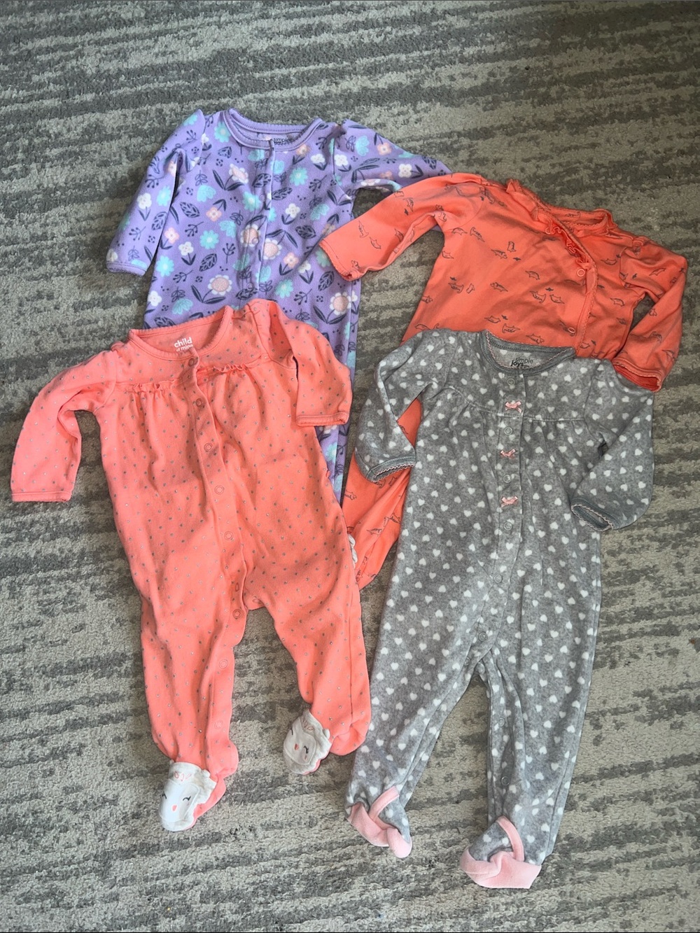 4! Baby Girls Mixed Footed One-Piece
